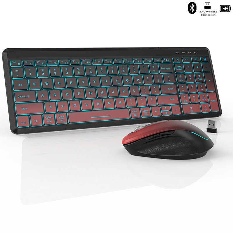 Gaming Keyboard And Mouse Combo - RGB Backlit Silent Wireless Keyboard and