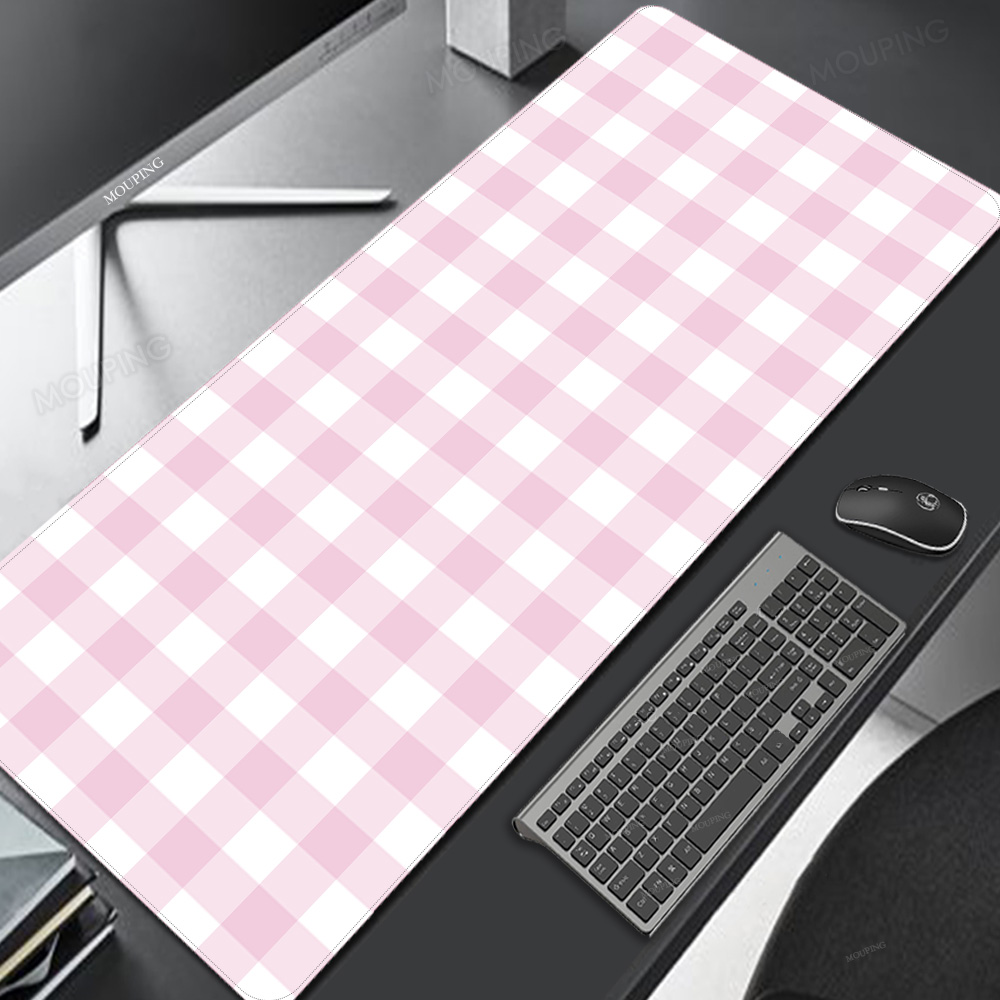 Gaming Keyboard And Mouse Combo - Pink Lattice Mouse Pad Kawaii Cute