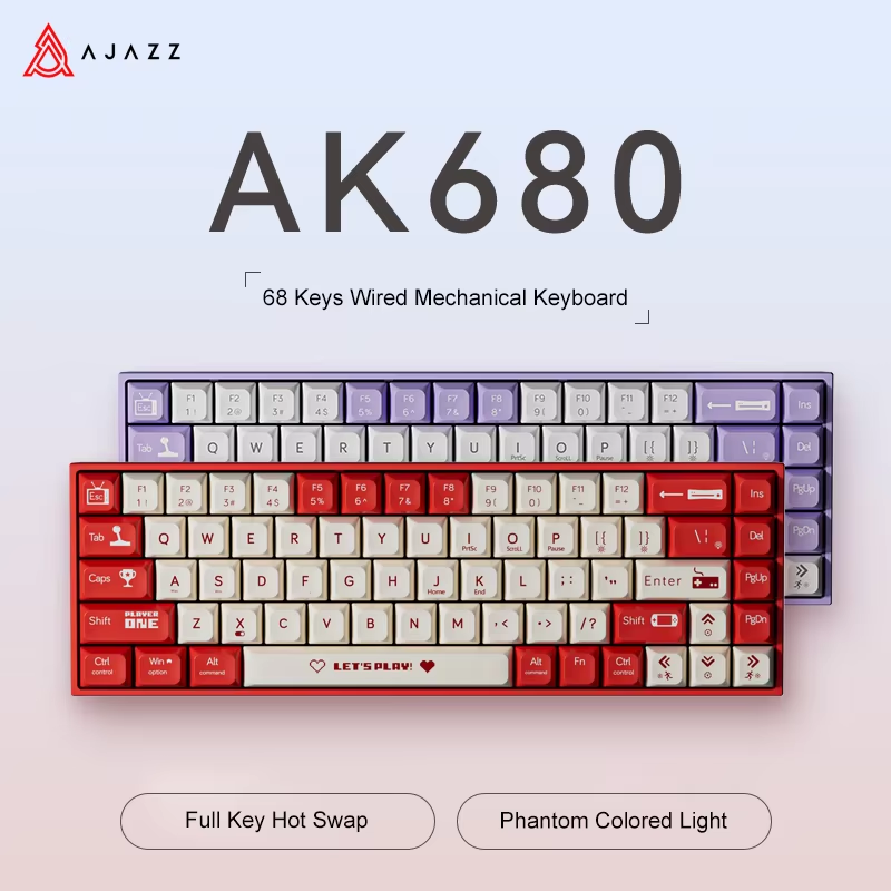 Gaming Keyboard Hot Swappable - AJAZZ AK680 65% Wired Gaming Mechanical