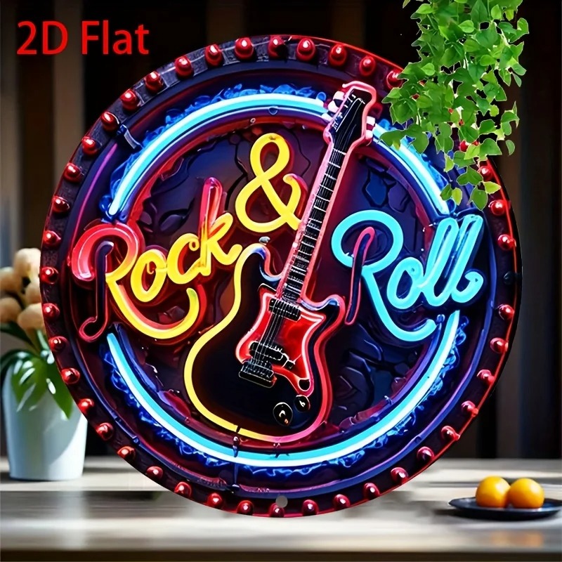 Brass Weight Plate - A Vintage Rock Neon Sign, 2Dflat
