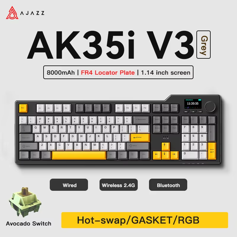Ajazz AK35I V3/V4 MAX Tri-mode - Gaming Keyboard Hot Swappable review and price
