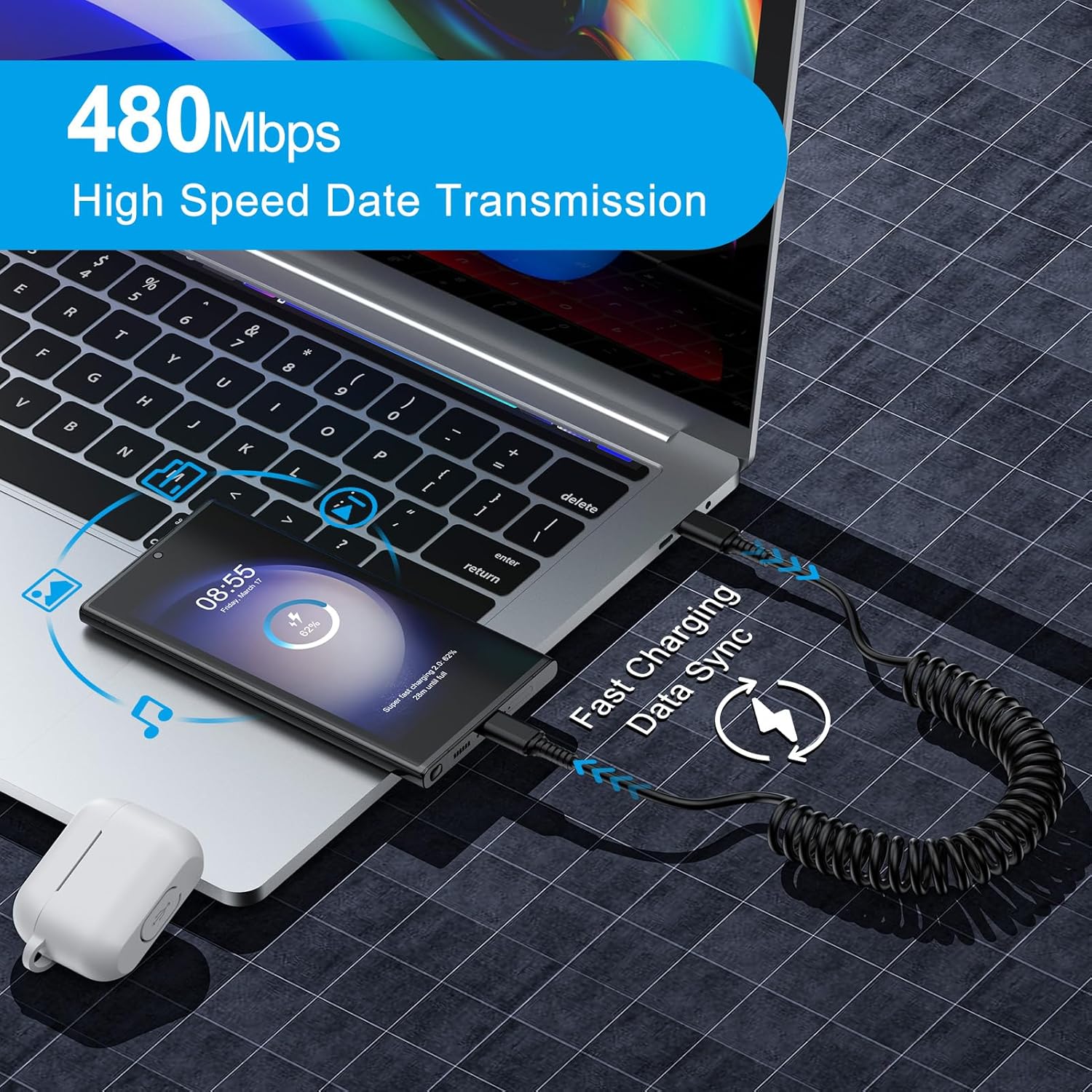 Android Auto USB C to USB C Ca - Coiled Usb Cable review and price